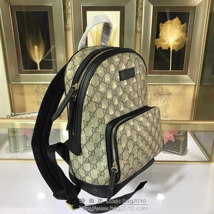 GUCCI 古馳女包 新款 427042 pvc刺繡 古奇奢侈品女包 蜜蜂圖案 雙肩包 女款背包